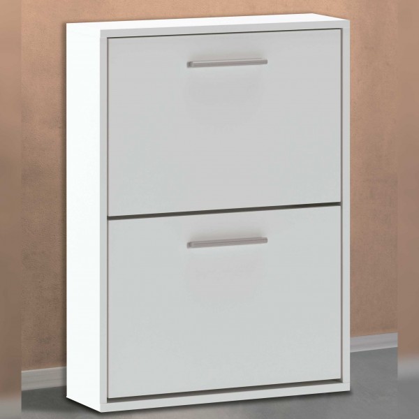 Zapatero 2 puertas en color blanco, también disponible en 3 puertas.