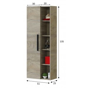 Columna Atenea roble alaska para baños, con estantes