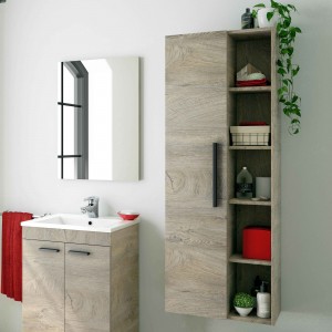 Columna Atenea roble alaska para baños, con estantes