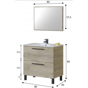 Conjunto baño modelo Air compuesto por mueble con lavabo y espejo