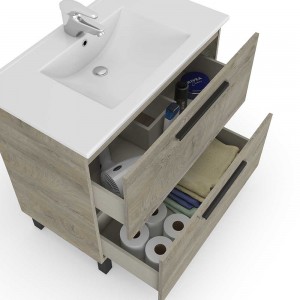Conjunto baño modelo Air compuesto por mueble con lavabo y espejo