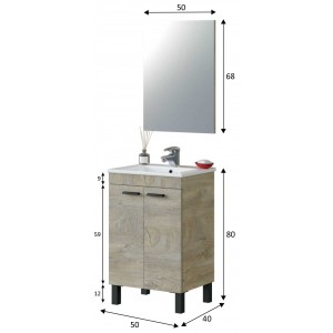 Conjunto baño modelo Essens compuesto por mueble y espejo
