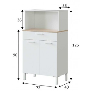 Muebles de cocina auxiliar fast, con ruedas y de color blanco y roble