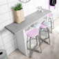 Mesa desplegable modelo Oggi, de color blanco artik y cemento.