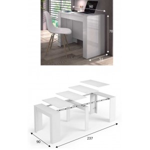 Consola modelo funzionale, se extiende de 51cm a 237cm, color blanco