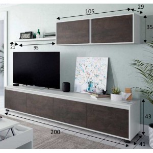 Composición de salón 200cm en color blanco artik-óxido.