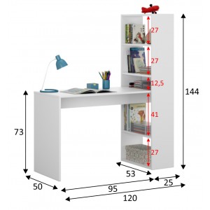 Mesa + estanteria Duplo. Es de color blanco artik, reversible.