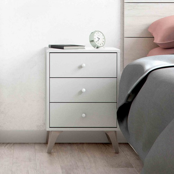 Mesita de tres cajones Sweet de color blanco artik
