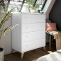Cómoda Sweet de cuatro cajones y color blanco artik