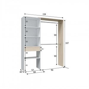 Armario vestidor roble-blanco