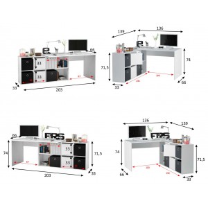 Mesa de escritorio Office con buc de dos puertas y cuatro huecos