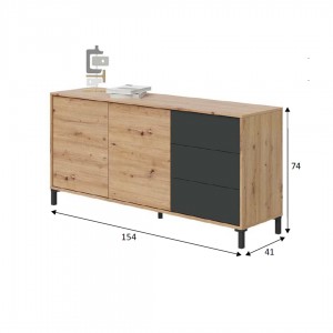 Aparador Urban Plus de 2 puertas con 3 cajones