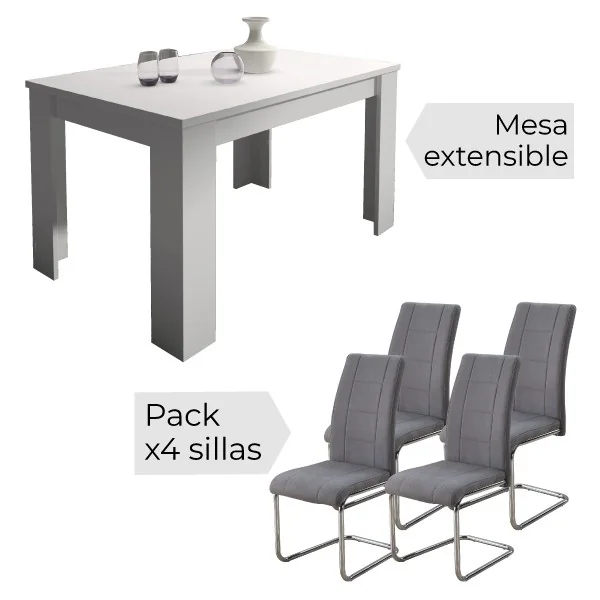 Conjunto Corfu blanco + 4 sillas San marengo Conjunto Corfu blanco + 4 sillas San marengo