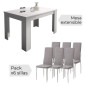 Conjunto de mesa extensible corfu y juego de 6 sillas sakura