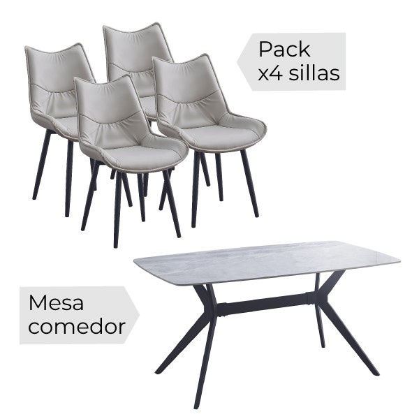 Conjunto mesa + 4 sillas Calista Conjunto mesa + 4 sillas Calista