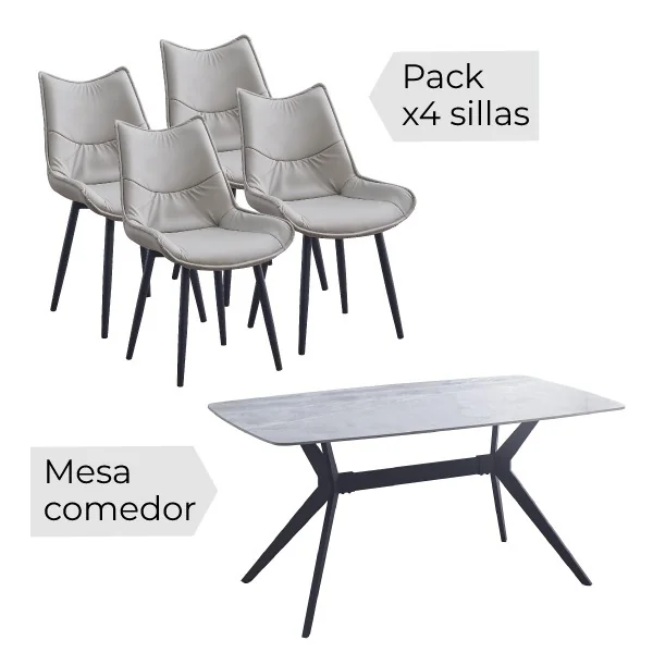 Conjunto mesa + 4 sillas Calista Conjunto mesa + 4 sillas Calista