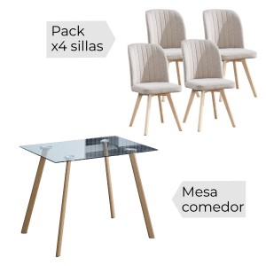 Conjunto mesa Acnes + 4 sillas Lane