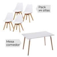 Conjunto mesa Dinamarca + 4 sillas Fina