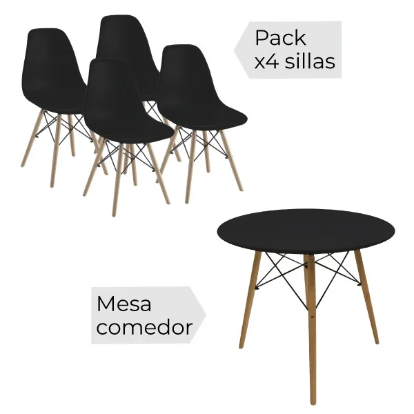 Conjunto mesa redonda y sillas Dinamarca Conjunto mesa redonda y sillas Dinamarca