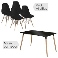 Conjunto mesa y sillas Dinamarca Negro