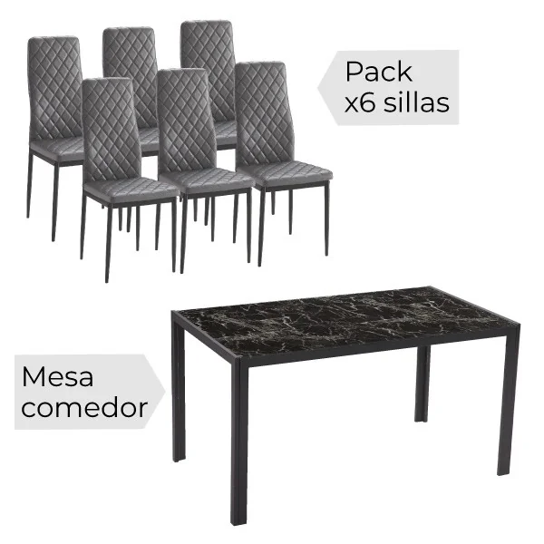 Conjunto de mesa + 6 sillas marmol Conjunto de mesa + 6 sillas marmol