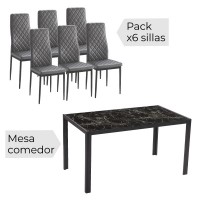Conjunto de mesa + 6 sillas marmol