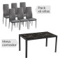Conjunto de mesa + 6 sillas marmol