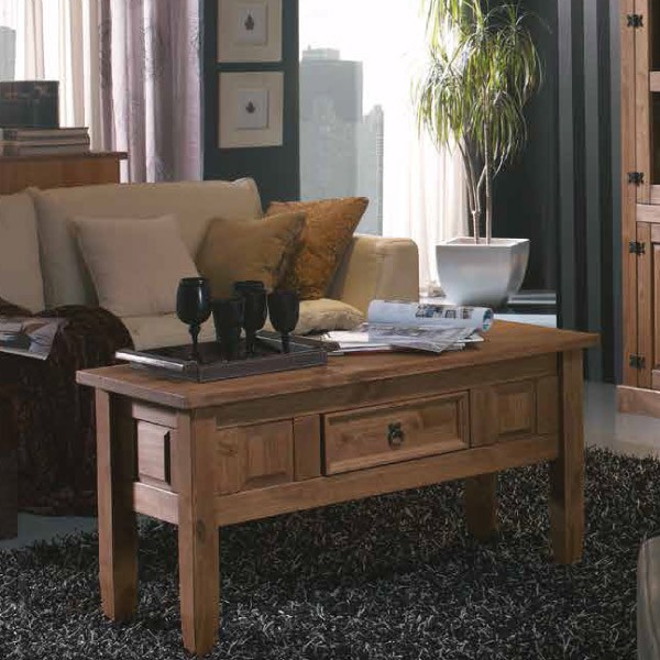 Mesa de centro de madera maciza de pino Mesa de centro de madera maciza de pino