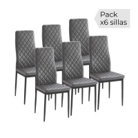 Juego 6 sillas PU marmol