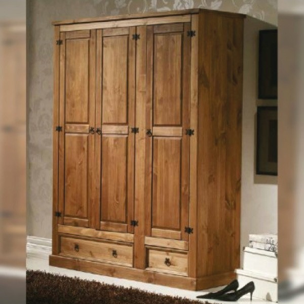 Armario de 3 puertas y 2 cajones de madera maciza Armario de 3 puertas y 2 cajones de madera maciza