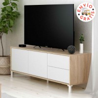 Bajo TV Urban Plus roble-blanco de dos cajones y dos puertas.