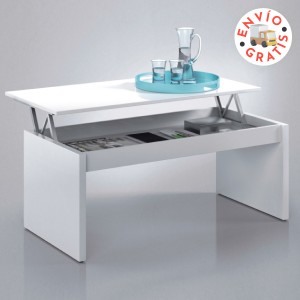 Mesa de centro elevable modelo Attuale de color blanco brillo