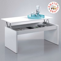 Mesa de centro elevable modelo Attuale de color blanco brillo