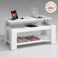 Mesa de centro elevable modelo Flow de color blanco artik