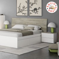 Cabecero + mesitas modelo Oikos de color blanco y roble
