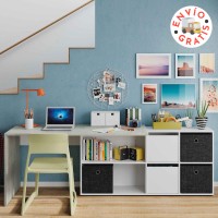 Mesa de escritorio Office con buc de dos puertas y cuatro huecos