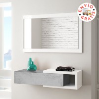 Recibidor Enzo, de color blanco artik y cemento.