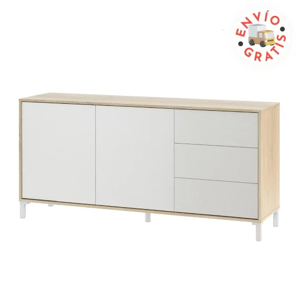 Aparador de dos puertas y tres cajones modelo Urban Plus roble-blanco Aparador de dos puertas y tres cajones modelo Urban Plus roble-blanco