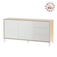Aparador de dos puertas y tres cajones modelo Urban Plus roble-blanco