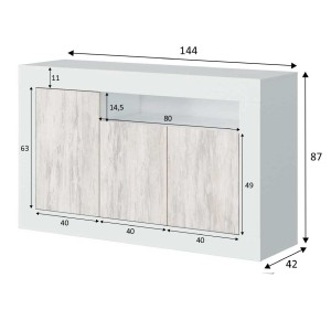 Buffet de tres puertas y un hueco modelo Velho de dos tonos blancos