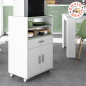 Mueble microondas Cheff con ruedas, bandeja extraíble, 2p y un cajón