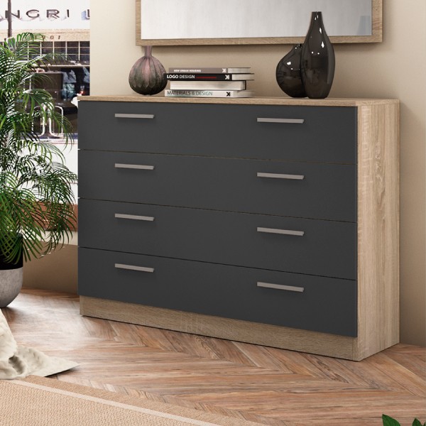 Cómoda combinada en blanco con gris