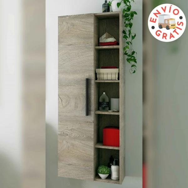 Columna Atenea roble alaska para baños, con estantes Columna Atenea roble alaska para baños, con estantes