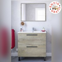Conjunto baño modelo Air compuesto por mueble con lavabo y espejo