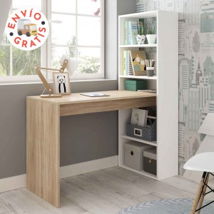 Mesa + estantería Gio blanco-roble