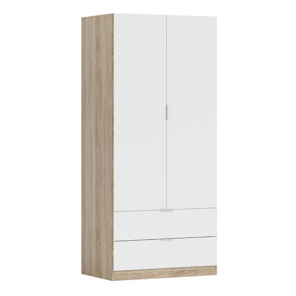 Armario Low 2p 2c Roble/ Blanco