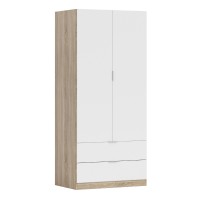 Armario Low 2p 2c Roble/ Blanco