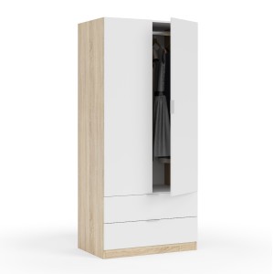 Armario Low 2p 2c Roble/ Blanco