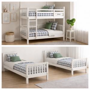 Litera Camila blanca 90x190 convertible en 2 camas | Muebles1Click