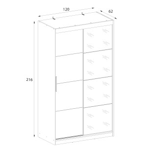 Armario 2p corredera  con espejo Inova 120cm